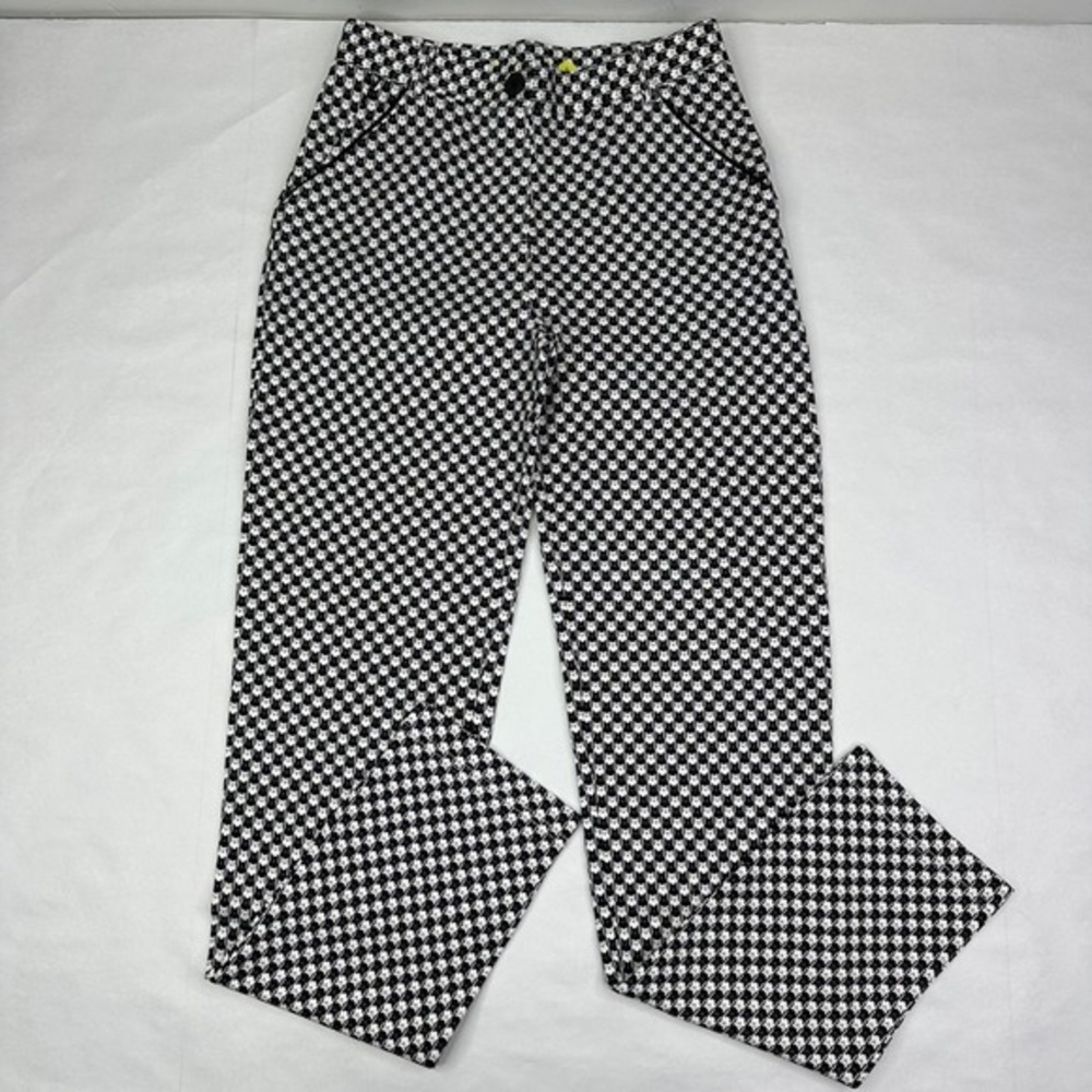 Betabrand‎ Straight Leg Chino Dress Pant Yoga Pants Black White Catstooth Small